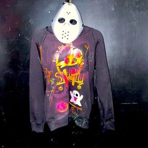 Halloween hoodie and mask.